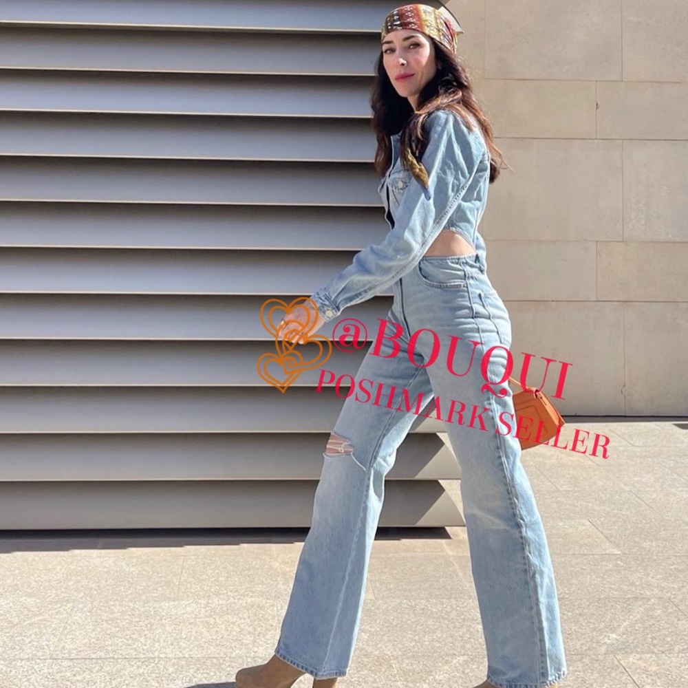 BLOGGERS FAV ZARA LIMITED EDITION CUT OUT SIDE DISTRESSED DENIM JUMPSUIT